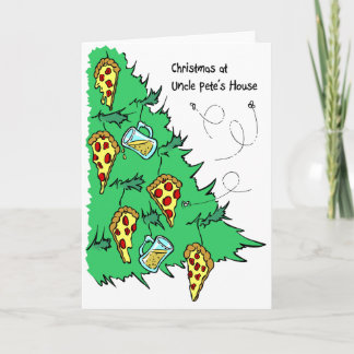 Pizza- och ölträdjulgran helgkort