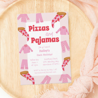 Pizza och Pajama Flick kalas Inbjudningar