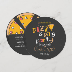 Pizza och Pajama Party Inbjudningar