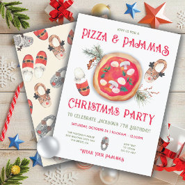 Pizza och Pajamas Julinbjudan till Födelsedagsfest Inbjudningar