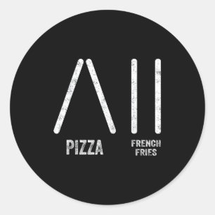 Pizza och pommes frites skidstil - rolig skidåknin runt klistermärke