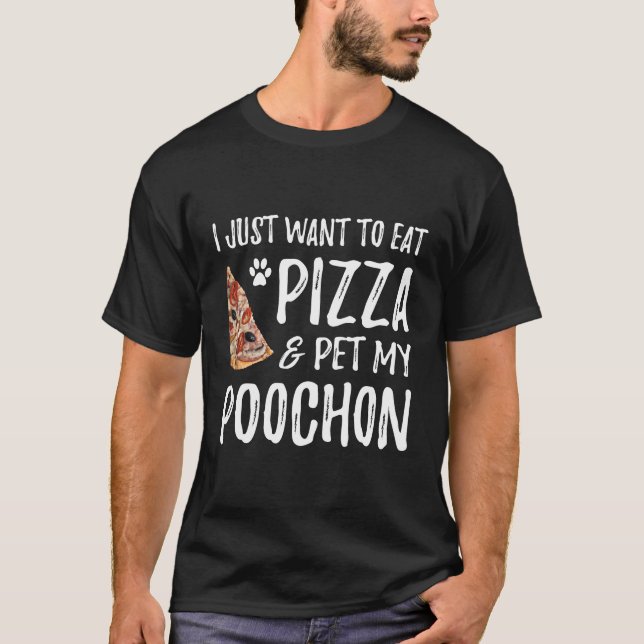 Pizza och Poochon Hoodie för Rolig hund Mamma-ID T Shirt (Framsida)