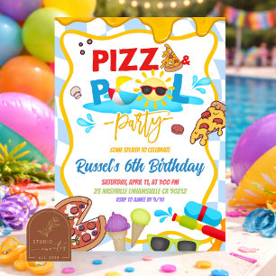 Pizza och pool Födelsedagsinbjudan Inbjudningar