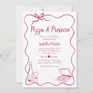 Pizza och Prosecco Inbjudningskort för möhippan