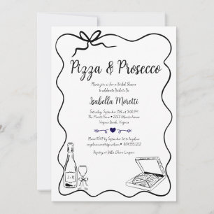 Pizza och Prosecco Inbjudningskort för möhippan