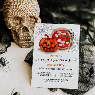 Pizza och Pumpkins Carving Halloween fest Inbjudningar