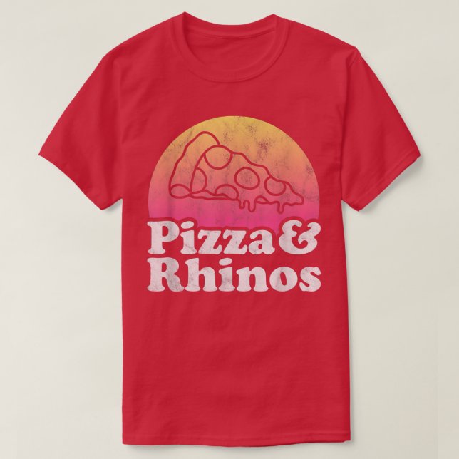 Pizza och Rhinos eller Rhino Rhinoceros  T Shirt (Design framsida)