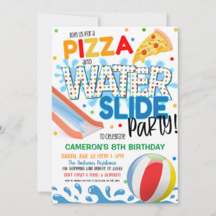 Pizza och vattenrutschbana festinbjudan inbjudningar