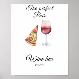 Pizza och vin Bröllopsdusch - Vinbar Poster
