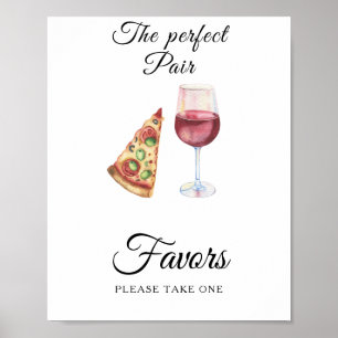 pizza och vin bröllopsduschpresenter poster