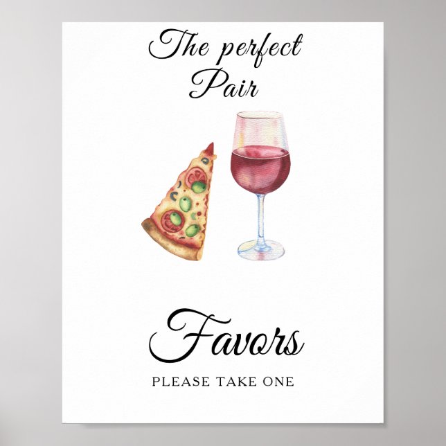 pizza och vin bröllopsduschpresenter  poster (Framsidan)
