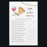 Pizza och Vin Möhippa Trivia-spel<br><div class="desc">Temat "Pizza and kärlek" Möhippa Trivia-spel med söt,  handmålad vattenfärg,  resväska och glob. Anpassa kortets baksida med namn på bruden och duschdatumet.</div>
