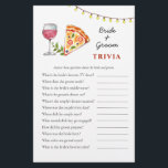 Pizza och Vin Möhippa Trivia-spel<br><div class="desc">Temat "Pizza and kärlek" Möhippa Trivia-spel med söt,  handmålad vattenfärg,  resväska och glob. Anpassa kortets baksida med namn på bruden och duschdatumet.</div>