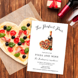 Pizza och Vin Nattens moderna minimala Inbjudningar