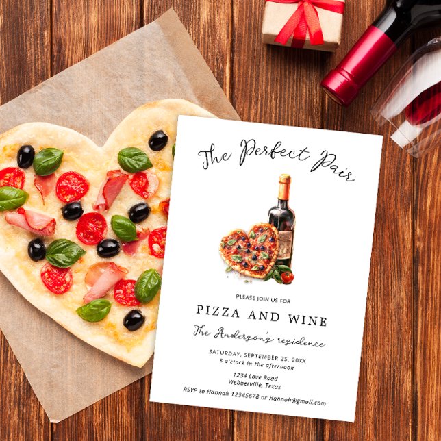 Pizza och Vin Nattens moderna minimala Inbjudningar (Skapare uppladdad)