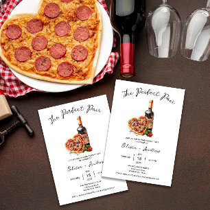 Pizza och Vin Perfekt Pair Förlovningsfest Inbjudningar
