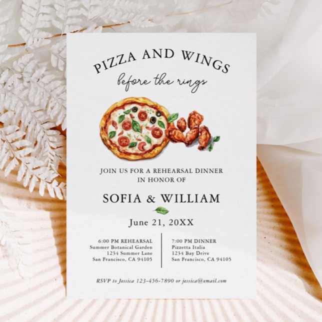 Pizza och Vingar före middagen för Ringar Inbjudningar (Skapare uppladdad)