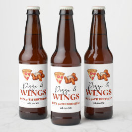 Pizza och Wings Födelsedagsfest Ölflaska Etikett