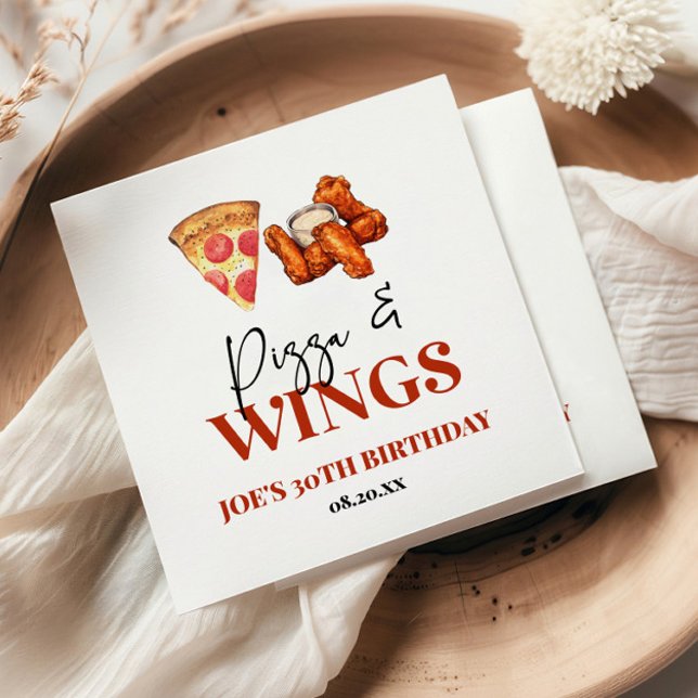 Pizza och Wings Födelsedagsfest Pappersservett (Skapare uppladdad)
