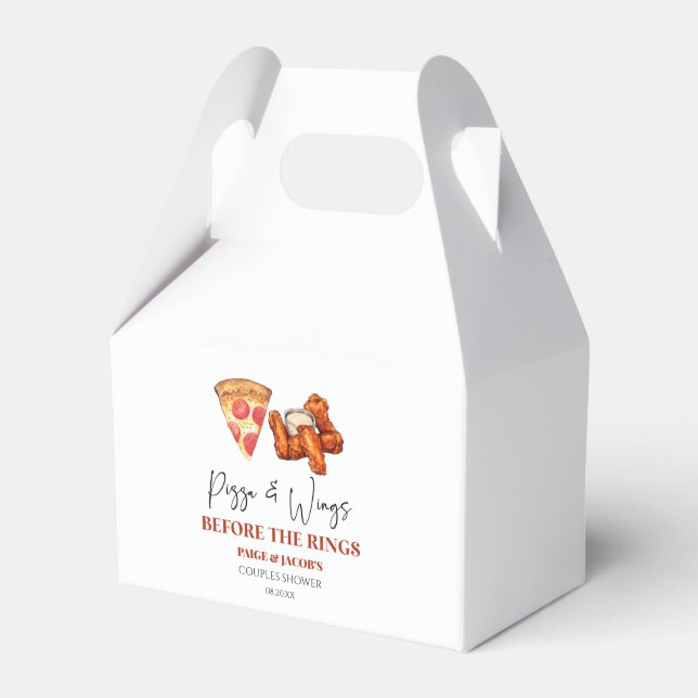 Pizza och Wings före ringarna bröllopsdusch för pa Presentaskar (Framsidan Sidan)