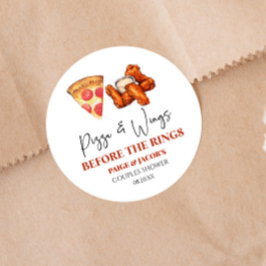 Pizza och Wings före ringarna Bröllopsdusch för pa Runt Klistermärke