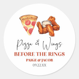 Pizza och Wings före Wings-övningmiddagen Runt Klistermärke