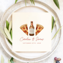 Pizza & Öl Casual Parbröllop Brudtavla Pappersservett