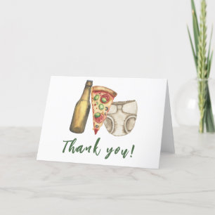 Pizza, öl och blöjor också Baby shower Tack Kort