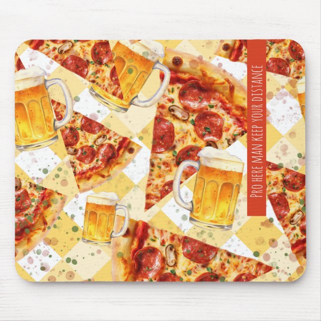 Pizza & öl - Proffs här man håll avstånd Musmatta (Framsidan)