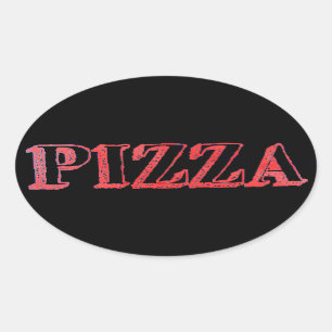 Pizza Oval Sticker Ovalt Klistermärke