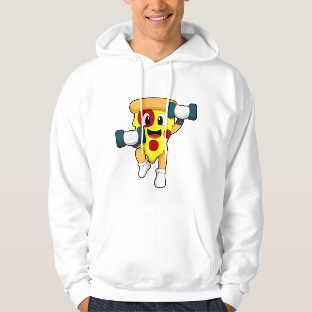 Pizza på Fitness med Dumbbells Hoodie (Framsida)