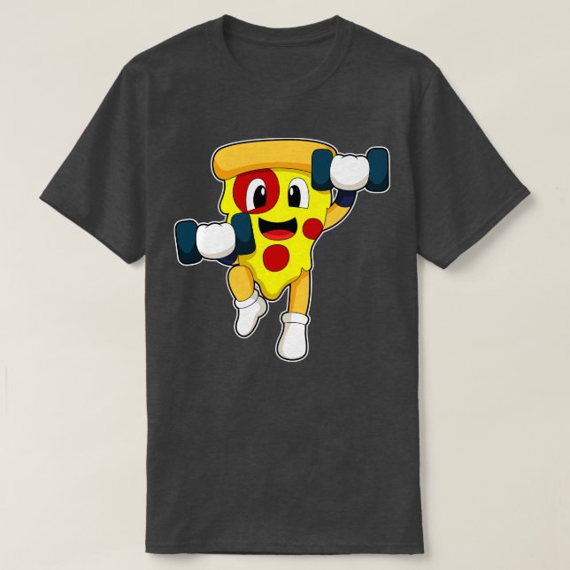 Pizza på Fitness med Dumbbells T Shirt (Design framsida)
