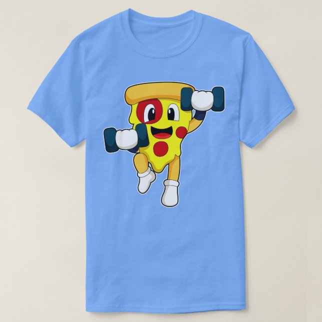 Pizza på Fitness med Dumbbells T Shirt (Design framsida)