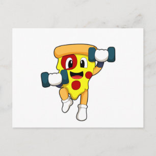 Pizza på Fitness med Hantlar Vykort