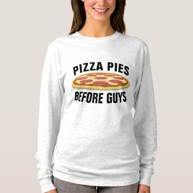 PIZZA PAJ INNAN GUYS FUNNY DAM T-SHIRTS (Framsida)