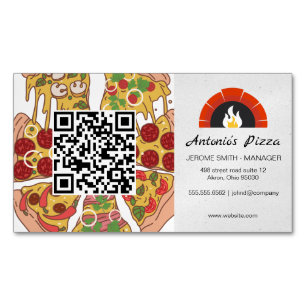 Pizza Paj Slices Brick Oven QR-kod Magnetiska Visitkort