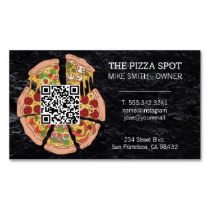 Pizza Paj Slices QR-kod Magnetiska Visitkort