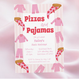 Pizza Pajama Party Girls Birthday Inbjudningar