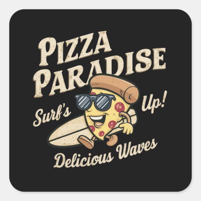 Pizza Paradise Fyrkantigt Klistermärke (Framsida)
