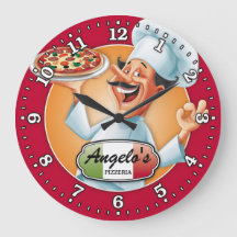 Pizza Parlor Pizzeria Italia Personalizable Clock