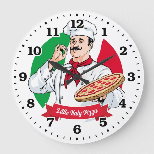 Pizza Parlor Pizzeria Italia Personalizable Clock Stor Klocka (Framsida)
