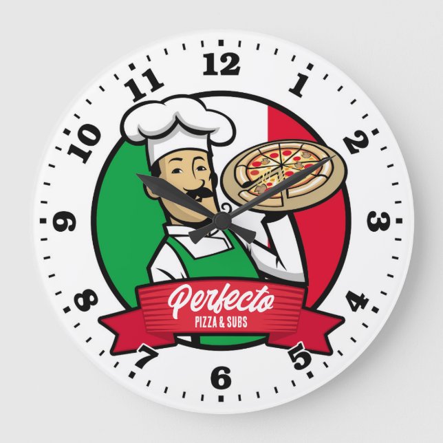 Pizza Parlor Pizzeria Italia Personalizable Clock Stor Klocka (Framsida)
