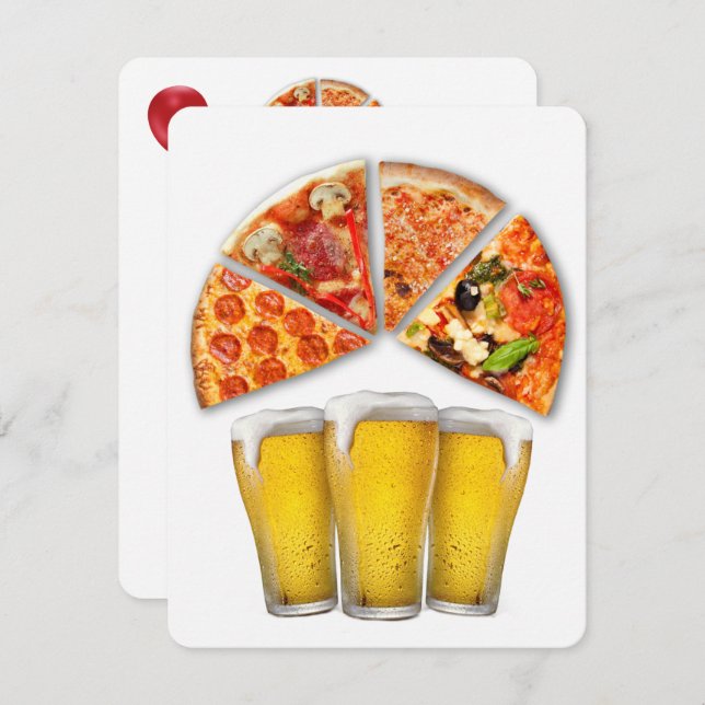 Pizza-partiets inbjudan till födelsedagen (Fram/baksida)