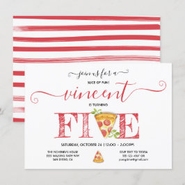 Pizza Party 5:e födelsedag Modern inbjudan