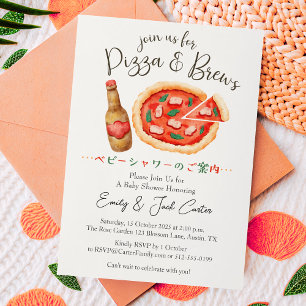 Pizza Party Baby Shower Beer Brew Rustic Cute Inbjudningar