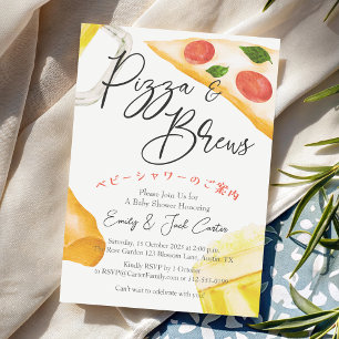 Pizza Party Baby Shower Beer Glass Rustic Avslappn Inbjudningar