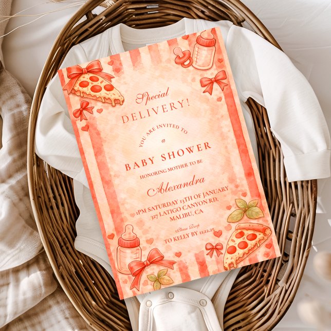 Pizza Party Baby Shower Inbjudningar (Skapare uppladdad)
