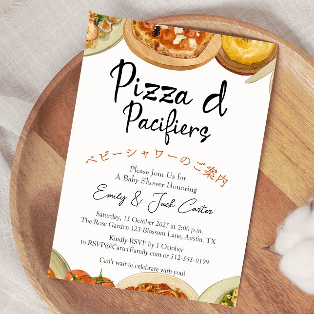 Pizza Party Baby Shower Italy Food Watercolor Inbjudningar (Skapare uppladdad)