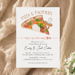 Pizza Party Baby Shower Margherita Nappar Avslappn Inbjudningar
