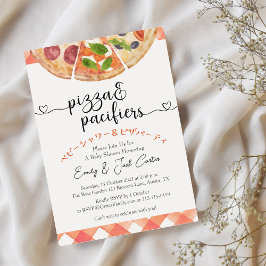 Pizza Party Baby Shower Watercolor Red Gingham Inbjudningar